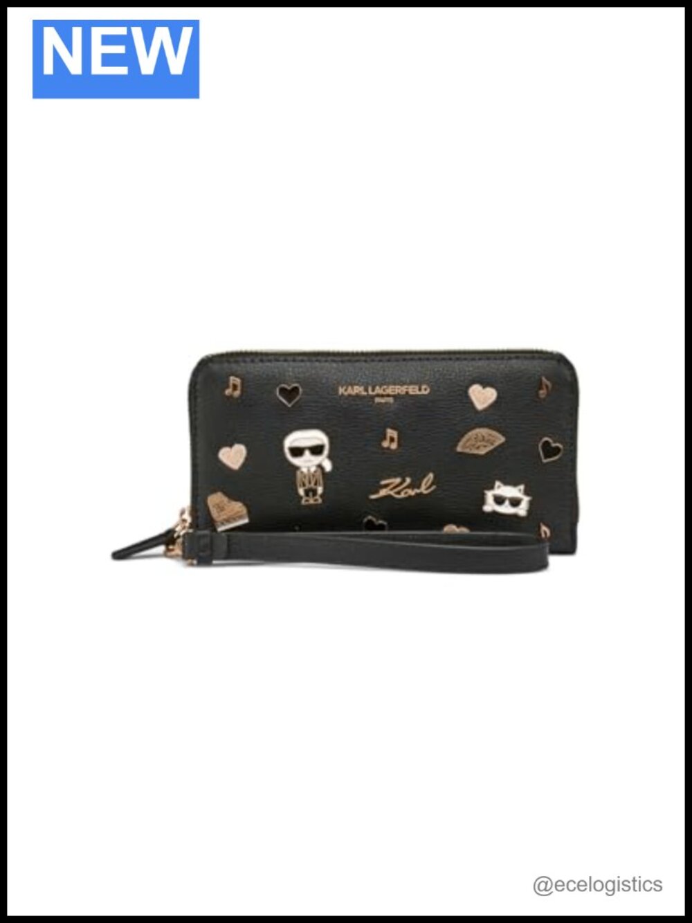 Faux Leather Zip Wallet with Pins, Card Slots, Travel Essential